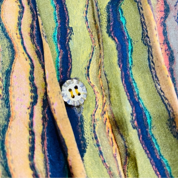 VINTAGE MEN'S CETA ITALIANA SILK SHIRT MULTI-COLOR GEOMETRIC  BEAUTIFUL XLARGE - Picture 3 of 9